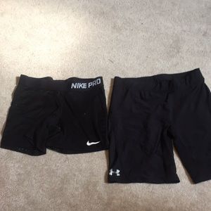Nike pro and under armour long compression/spandex